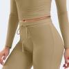 imageYEOREO Two Piece Sets for Women Long Sleeve Tops Lounge Set Drawstring Wide Leg Pants Ava MatchingKhaki