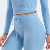 imageYEOREO Two Piece Sets for Women Long Sleeve Tops Lounge Set Drawstring Wide Leg Pants Ava MatchingLight Blue