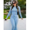 imageYEOREO Two Piece Sets for Women Long Sleeve Tops Lounge Set Drawstring Wide Leg Pants Ava MatchingLight Blue