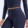 imageYEOREO Two Piece Sets for Women Long Sleeve Tops Lounge Set Drawstring Wide Leg Pants Ava MatchingNavy Blue