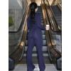 imageYEOREO Two Piece Sets for Women Long Sleeve Tops Lounge Set Drawstring Wide Leg Pants Ava MatchingNavy Blue