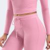 imageYEOREO Two Piece Sets for Women Long Sleeve Tops Lounge Set Drawstring Wide Leg Pants Ava MatchingPink