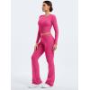 imageYEOREO Two Piece Sets for Women Long Sleeve Tops Lounge Set Drawstring Wide Leg Pants Ava MatchingRose Red