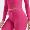 imageYEOREO Two Piece Sets for Women Long Sleeve Tops Lounge Set Drawstring Wide Leg Pants Ava MatchingRose Red