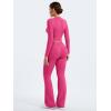 imageYEOREO Two Piece Sets for Women Long Sleeve Tops Lounge Set Drawstring Wide Leg Pants Ava MatchingRose Red