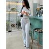 imageYEOREO Two Piece Sets for Women Long Sleeve Tops Lounge Set Drawstring Wide Leg Pants Ava MatchingSlate Gray