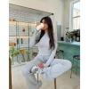 imageYEOREO Two Piece Sets for Women Long Sleeve Tops Lounge Set Drawstring Wide Leg Pants Ava MatchingSlate Gray