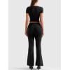 imageYEOREO Women Two Piece Lounge Set Outfits Short Sleeve Foldover Top Flare Pants Tracksuit Casual Sets ErnaBlack