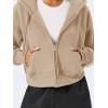 imageYEOREO Zip Up Hoodies for Women Fleece Pullover Cropped Crew Neck Sweatshirts Katrine Fall Winter Clothes with PocketsCoffee Grey
