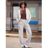 imageYEOREO Zip Up Hoodies for Women Fleece Pullover Cropped Crew Neck Sweatshirts Katrine Fall Winter Clothes with PocketsWhite Grey