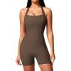 imageYEOREO Jumpsuits Workout Romper For Women Shorts Tummy Control One Piece Sienna Yoga Jumpsuits WomensCoffee