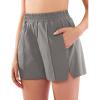 imageYEOREO Pearlire Running Shorts for Women Pockets Quick Dry Mid Rise Elastic Athletic Workout Gym ShortsLight Gray