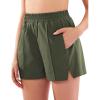 imageYEOREO Pearlire Running Shorts for Women Pockets Quick Dry Mid Rise Elastic Athletic Workout Gym ShortsOlive Green