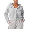 imageYEOREO Zip Up Hoodies for Women Fleece Pullover Cropped Crew Neck Sweatshirts Katrine Fall Winter Clothes with PocketsLight Grey