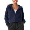 imageYEOREO Zip Up Hoodies for Women Fleece Pullover Cropped Crew Neck Sweatshirts Katrine Fall Winter Clothes with PocketsNavy