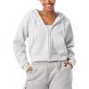 imageYEOREO Zip Up Hoodies for Women Fleece Pullover Cropped Crew Neck Sweatshirts Katrine Fall Winter Clothes with PocketsWhite Grey