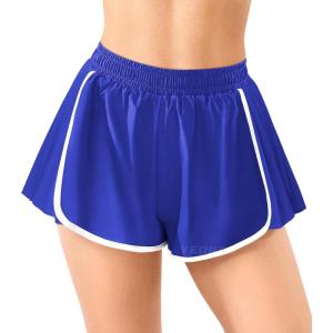 imageYEOREO Flowy Gym Workout Shorts with Pockets for Women 2 in 1 Athletic Running Yoga Mini Skorts Skylari Summer Tennis ShortsBlue