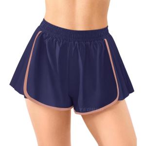 imageYEOREO Flowy Gym Workout Shorts with Pockets for Women 2 in 1 Athletic Running Yoga Mini Skorts Skylari Summer Tennis ShortsNavy Blue