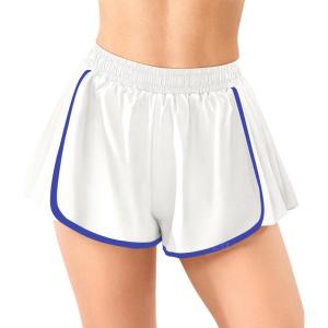 imageYEOREO Flowy Gym Workout Shorts with Pockets for Women 2 in 1 Athletic Running Yoga Mini Skorts Skylari Summer Tennis ShortsWhite