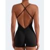 imageYEOREO Backless Tummy Control Jumpsuits for Women One Piece Workout Jumpsuits Sleeveless V Back Lizvette Scrunch Yoga RompersBlack