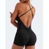 imageYEOREO Backless Tummy Control Jumpsuits for Women One Piece Workout Jumpsuits Sleeveless V Back Lizvette Scrunch Yoga RompersBlack
