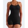 imageYEOREO Backless Tummy Control Jumpsuits for Women One Piece Workout Jumpsuits Sleeveless V Back Lizvette Scrunch Yoga RompersBlack