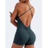 imageYEOREO Backless Tummy Control Jumpsuits for Women One Piece Workout Jumpsuits Sleeveless V Back Lizvette Scrunch Yoga RompersBlue Green
