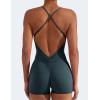 imageYEOREO Backless Tummy Control Jumpsuits for Women One Piece Workout Jumpsuits Sleeveless V Back Lizvette Scrunch Yoga RompersBlue Green