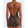 imageYEOREO Backless Tummy Control Jumpsuits for Women One Piece Workout Jumpsuits Sleeveless V Back Lizvette Scrunch Yoga RompersCoffee