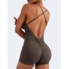 imageYEOREO Backless Tummy Control Jumpsuits for Women One Piece Workout Jumpsuits Sleeveless V Back Lizvette Scrunch Yoga RompersCoffee