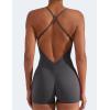 imageYEOREO Backless Tummy Control Jumpsuits for Women One Piece Workout Jumpsuits Sleeveless V Back Lizvette Scrunch Yoga RompersDark Grey
