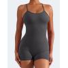 imageYEOREO Backless Tummy Control Jumpsuits for Women One Piece Workout Jumpsuits Sleeveless V Back Lizvette Scrunch Yoga RompersDark Grey