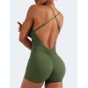imageYEOREO Backless Tummy Control Jumpsuits for Women One Piece Workout Jumpsuits Sleeveless V Back Lizvette Scrunch Yoga RompersGreen