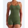 imageYEOREO Backless Tummy Control Jumpsuits for Women One Piece Workout Jumpsuits Sleeveless V Back Lizvette Scrunch Yoga RompersGreen