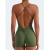 imageYEOREO Backless Tummy Control Jumpsuits for Women One Piece Workout Jumpsuits Sleeveless V Back Lizvette Scrunch Yoga RompersGreen