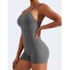 imageYEOREO Backless Tummy Control Jumpsuits for Women One Piece Workout Jumpsuits Sleeveless V Back Lizvette Scrunch Yoga RompersGrey