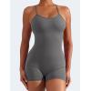 imageYEOREO Backless Tummy Control Jumpsuits for Women One Piece Workout Jumpsuits Sleeveless V Back Lizvette Scrunch Yoga RompersGrey
