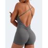 imageYEOREO Backless Tummy Control Jumpsuits for Women One Piece Workout Jumpsuits Sleeveless V Back Lizvette Scrunch Yoga RompersGrey