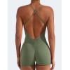 imageYEOREO Backless Tummy Control Jumpsuits for Women One Piece Workout Jumpsuits Sleeveless V Back Lizvette Scrunch Yoga RompersGrey Green