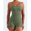 imageYEOREO Backless Tummy Control Jumpsuits for Women One Piece Workout Jumpsuits Sleeveless V Back Lizvette Scrunch Yoga RompersGrey Green