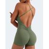 imageYEOREO Backless Tummy Control Jumpsuits for Women One Piece Workout Jumpsuits Sleeveless V Back Lizvette Scrunch Yoga RompersGrey Green