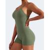 imageYEOREO Backless Tummy Control Jumpsuits for Women One Piece Workout Jumpsuits Sleeveless V Back Lizvette Scrunch Yoga RompersGrey Green