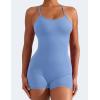 imageYEOREO Backless Tummy Control Jumpsuits for Women One Piece Workout Jumpsuits Sleeveless V Back Lizvette Scrunch Yoga RompersLight Blue
