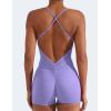 imageYEOREO Backless Tummy Control Jumpsuits for Women One Piece Workout Jumpsuits Sleeveless V Back Lizvette Scrunch Yoga RompersLight Purple