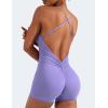 imageYEOREO Backless Tummy Control Jumpsuits for Women One Piece Workout Jumpsuits Sleeveless V Back Lizvette Scrunch Yoga RompersLight Purple