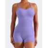 imageYEOREO Backless Tummy Control Jumpsuits for Women One Piece Workout Jumpsuits Sleeveless V Back Lizvette Scrunch Yoga RompersLight Purple