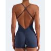 imageYEOREO Backless Tummy Control Jumpsuits for Women One Piece Workout Jumpsuits Sleeveless V Back Lizvette Scrunch Yoga RompersNavy