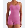 imageYEOREO Backless Tummy Control Jumpsuits for Women One Piece Workout Jumpsuits Sleeveless V Back Lizvette Scrunch Yoga RompersPink