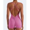 imageYEOREO Backless Tummy Control Jumpsuits for Women One Piece Workout Jumpsuits Sleeveless V Back Lizvette Scrunch Yoga RompersPink