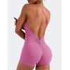 imageYEOREO Backless Tummy Control Jumpsuits for Women One Piece Workout Jumpsuits Sleeveless V Back Lizvette Scrunch Yoga RompersPink